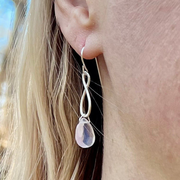 Infinite Nature Earrings with Lavender Quartz and Sterling Silver, Handmade