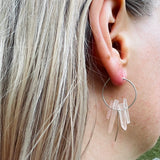 Small Crystal Fringe Hoop Earrings with Healing Gemstones in Sterling Silver & Brass