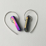 Fibonacci Spiral Earrings with Sterling Silver & Rainbow Aura Quartz Crystal Points