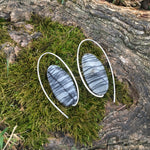 Minimalist Oval Natural Spiderweb Jasper Healing Stone Earrings, Handmade with Sterling Silver