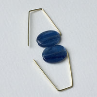 Blue Kyanite Geometric Earrings Handmade with Brass