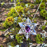 Seed of Light Manifestation Pendant with Rainbow Moonstone, Quartz Crystals & Sterling Silver