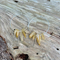 Large Crystal Fringe Hoop Earrings with Healing Gemstones in Sterling Silver & Brass