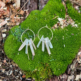 Small Crystal Fringe Hoop Earrings with Healing Gemstones in Sterling Silver & Brass