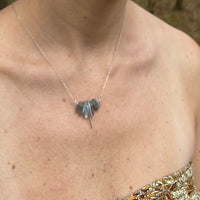 Crystal Fringe Necklace with Gemstones Stones in Sterling Silver or Brass w/ Gold Plated Chain