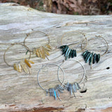 Large Crystal Fringe Hoop Earrings with Healing Gemstones in Sterling Silver & Brass