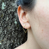 Diamond Shaped Post Earrings Handmade in Sterling Silver & Brass