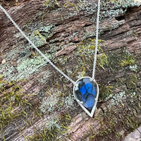 Flashy Blue Labradorite Teardrop Pendant Necklace Handmade with Sterling Silver