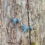 Large Crystal Fringe Hoop Earrings with Healing Gemstones in Sterling Silver & Brass