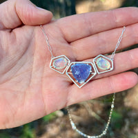 Triple Goddess Power Necklace with Tanzanite and Precious Opal