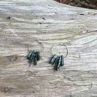 Small Hoop Earrings with Healing Gemstones in Sterling Silver & Brass