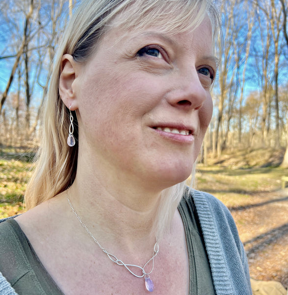 Infinite Nature Necklace with Lavender Quartz & Sterling Silver, Handmade