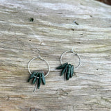 Small Crystal Fringe Hoop Earrings with Healing Gemstones in Sterling Silver & Brass