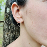 Diamond Shaped Post Earrings Handmade in Sterling Silver & Brass