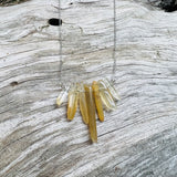 Crystal Fringe Necklace with Gemstones Stones in Sterling Silver or Brass w/ Gold Plated Chain