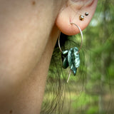 Small Crystal Fringe Hoop Earrings with Healing Gemstones in Sterling Silver & Brass