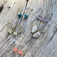 New Pentagonal Post Earrings with Healing Gemstones