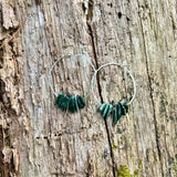 Large Crystal Fringe Hoop Earrings with Healing Gemstones in Sterling Silver & Brass