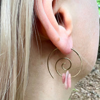 Spiral Earrings with Rhodochrosite in Sterling Silver or Brass