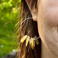 Large Crystal Fringe Hoop Earrings with Healing Gemstones in Sterling Silver & Brass