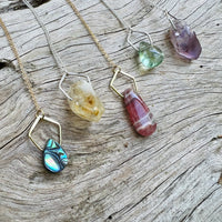 Pentagonal Necklace with Healing Gemstones in Sterling Silver or 14K Gold Filled