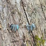 Large Crystal Fringe Hoop Earrings with Healing Gemstones in Sterling Silver & Brass