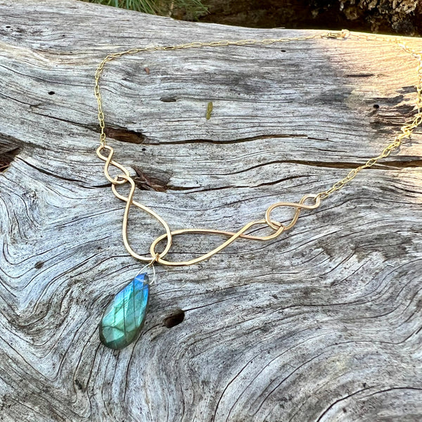 Infinite Nature Necklace, 14K Gold Filled with Labradorite, Handmade