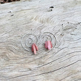 Spiral Necklace with Healing Rhodochrosite Gemstone in Sterling Silver or Brass w/ Gold Plated Chain