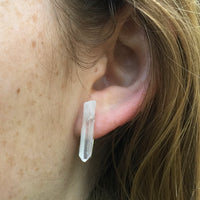 Crystal Ear Climber Earrings with Natural Quartz Crystal Points and Sterling Silver