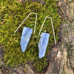 Raw Blue Kyanite Geometric Earrings Handmade