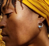 Pentagonal Post Earrings with Sterling Silver and Labradorite