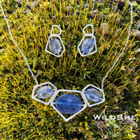 Triple Goddess Power Necklace with Sterling Silver, Blue Kyanite and Iolite