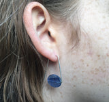 Blue Kyanite Geometric Earrings with Sterling Silver, Handmade
