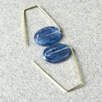 Blue Kyanite Geometric Earrings with Sterling Silver, Handmade