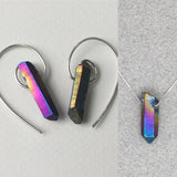 Rainbow Titanium Aura Quartz Point Necklace on Sterling Silver Chain