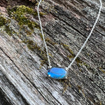Flashy Blue Labradorite Oval Necklace handmade with Sterling Silver