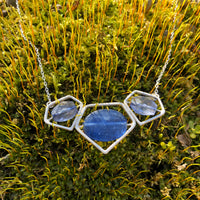 Triple Goddess Power Necklace with Sterling Silver, Blue Kyanite and Iolite