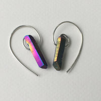 Rainbow Titanium Aura Quartz Point Necklace on Sterling Silver Chain