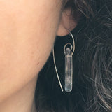 Fibonacci Spiral Earrings with Clear Quartz Points & Sterling Silver