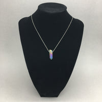 Rainbow Titanium Aura Quartz Point Necklace on Sterling Silver Chain