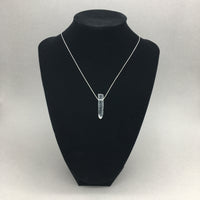 Crystal Point Pendant Necklace Natural Clear Quartz with Sterling Silver Chain