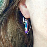 Fibonacci Spiral Earrings with Sterling Silver & Rainbow Aura Quartz Crystal Points
