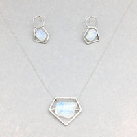 Goddess Power Pendant Handmade with Sterling Silver and Rainbow Moonstone