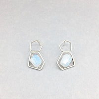 Goddess Power Earrings Handmade with Sterling Silver & Rainbow Moonstone