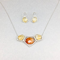 Triple Goddess Power Necklace with Sterling Silver, Carnelian, and Citrine