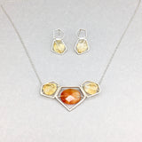 Triple Goddess Power Necklace with Sterling Silver, Carnelian, and Citrine
