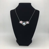 Triple Goddess Power Necklace with Sterling Silver, Rainbow Moonstone & Kunzite