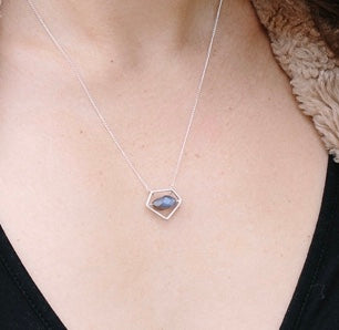 Petite Goddess Power Pendant Necklace with Sterling Silver and Labradorite