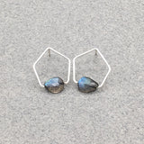 Pentagonal Post Earrings with Sterling Silver and Labradorite