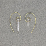 Fibonacci Spiral Earrings with Clear Quartz Points & Sterling Silver